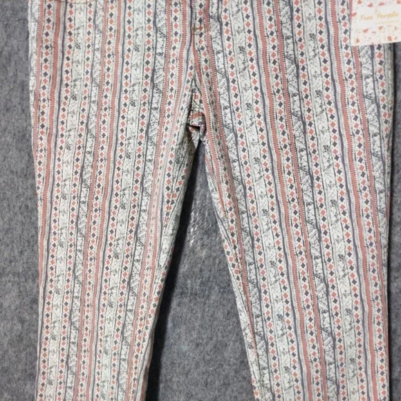 Free People Pants 27 Rotary Geo Striped Ankle Skinny Retro Mod Boho Cottage Core - Picture 4 of 16